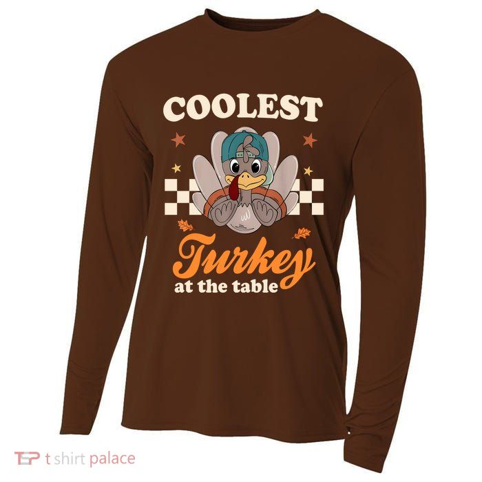 Coolest Turkey At The Table Cute Thanksgiving Cooling Performance Long Sleeve Crew