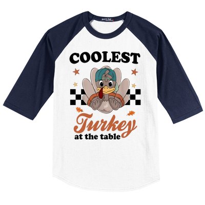 Coolest Turkey At The Table Cute Thanksgiving Baseball Sleeve Shirt