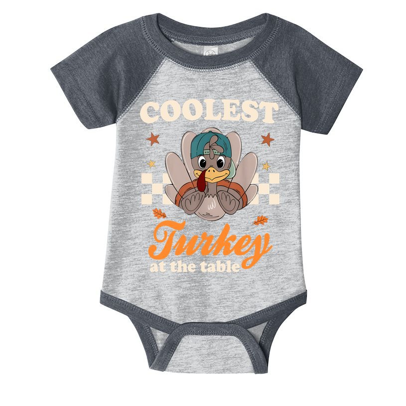 Coolest Turkey At The Table Cute Thanksgiving Infant Baby Jersey Bodysuit