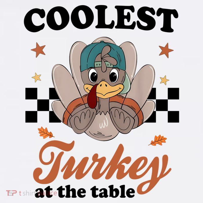 Coolest Turkey At The Table Cute Thanksgiving Garment-Dyed Sweatshirt