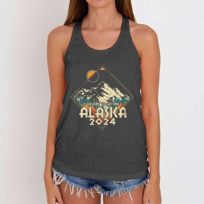 Cruisin Together Alaska 2024 Alaskan Cruise Trip Matching Women's Knotted Racerback Tank