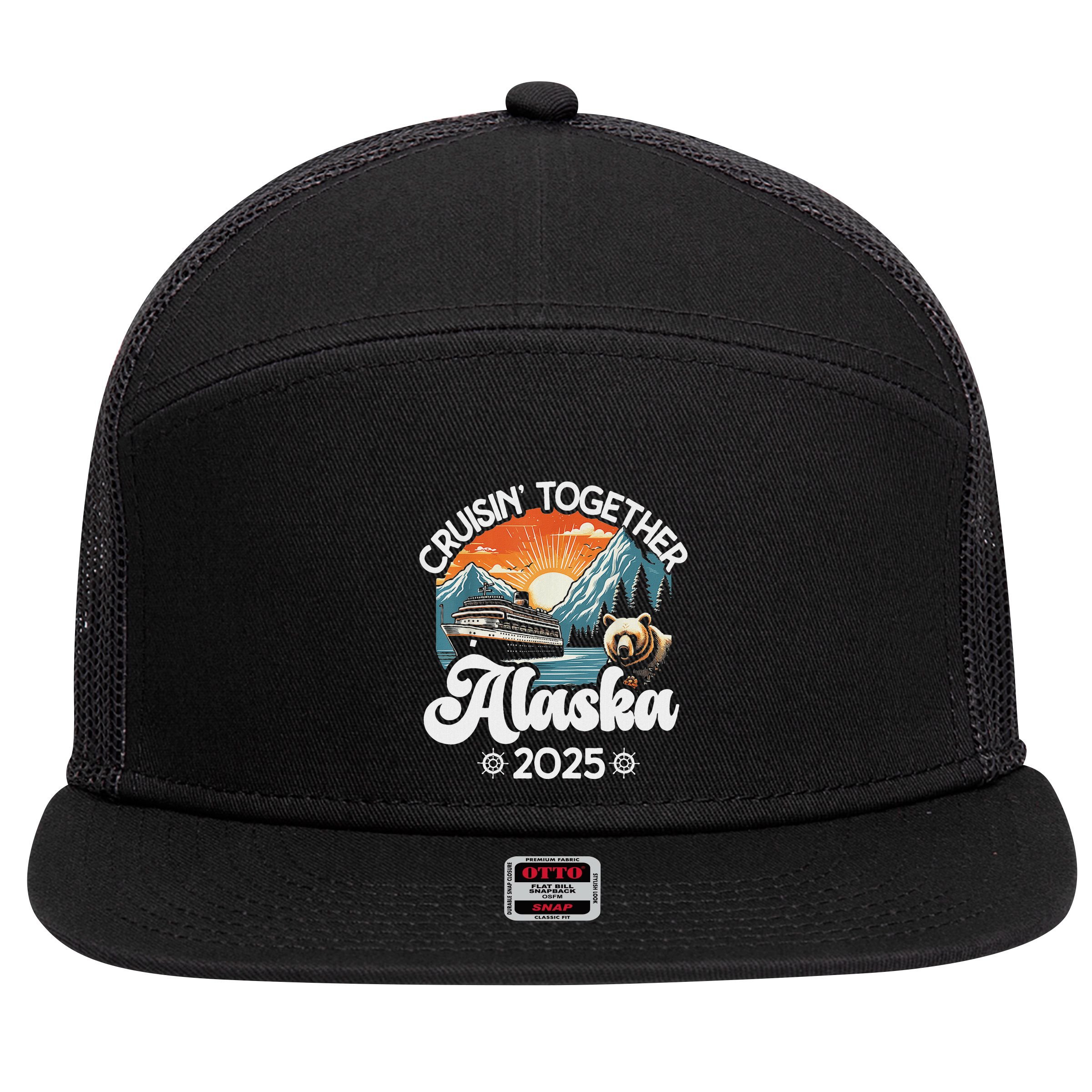 Cruisin Together Alaska 2025 Family 7 Panel Mesh Trucker Snapback Hat