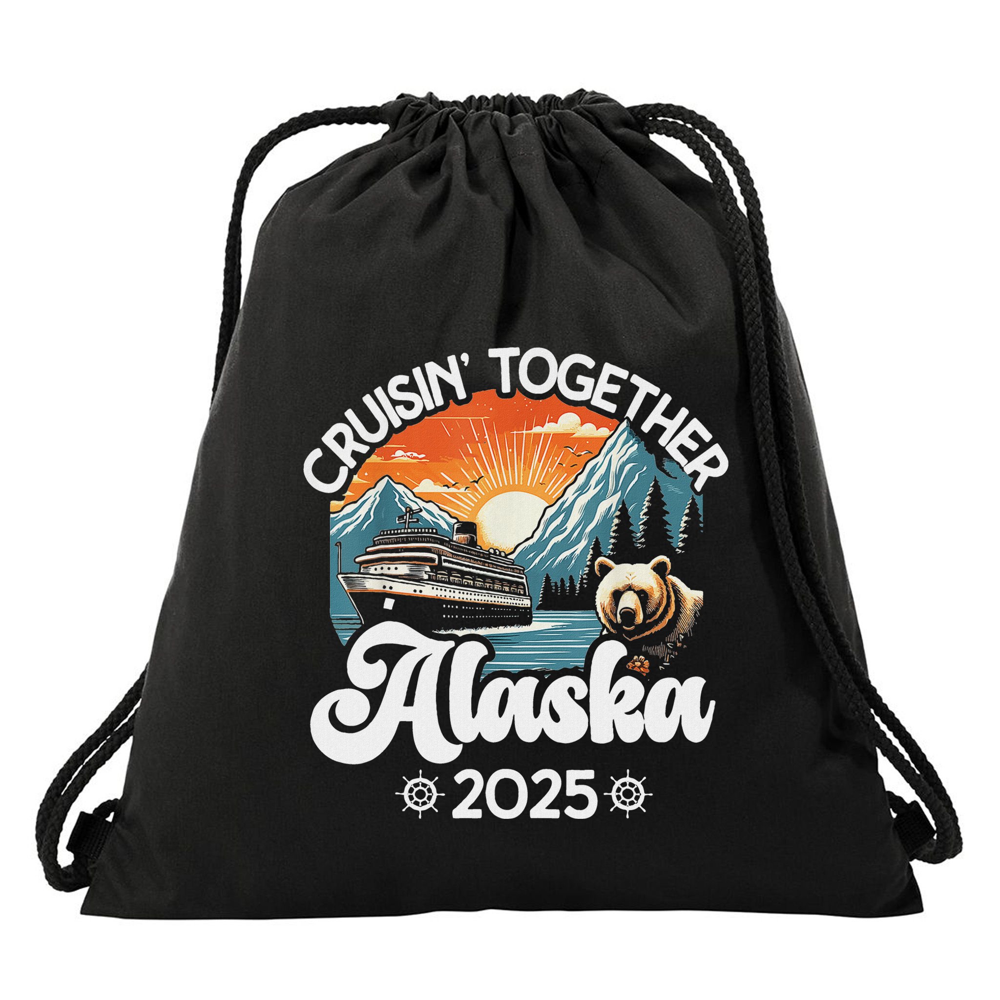 Cruisin Together Alaska 2025 Family Drawstring Bag