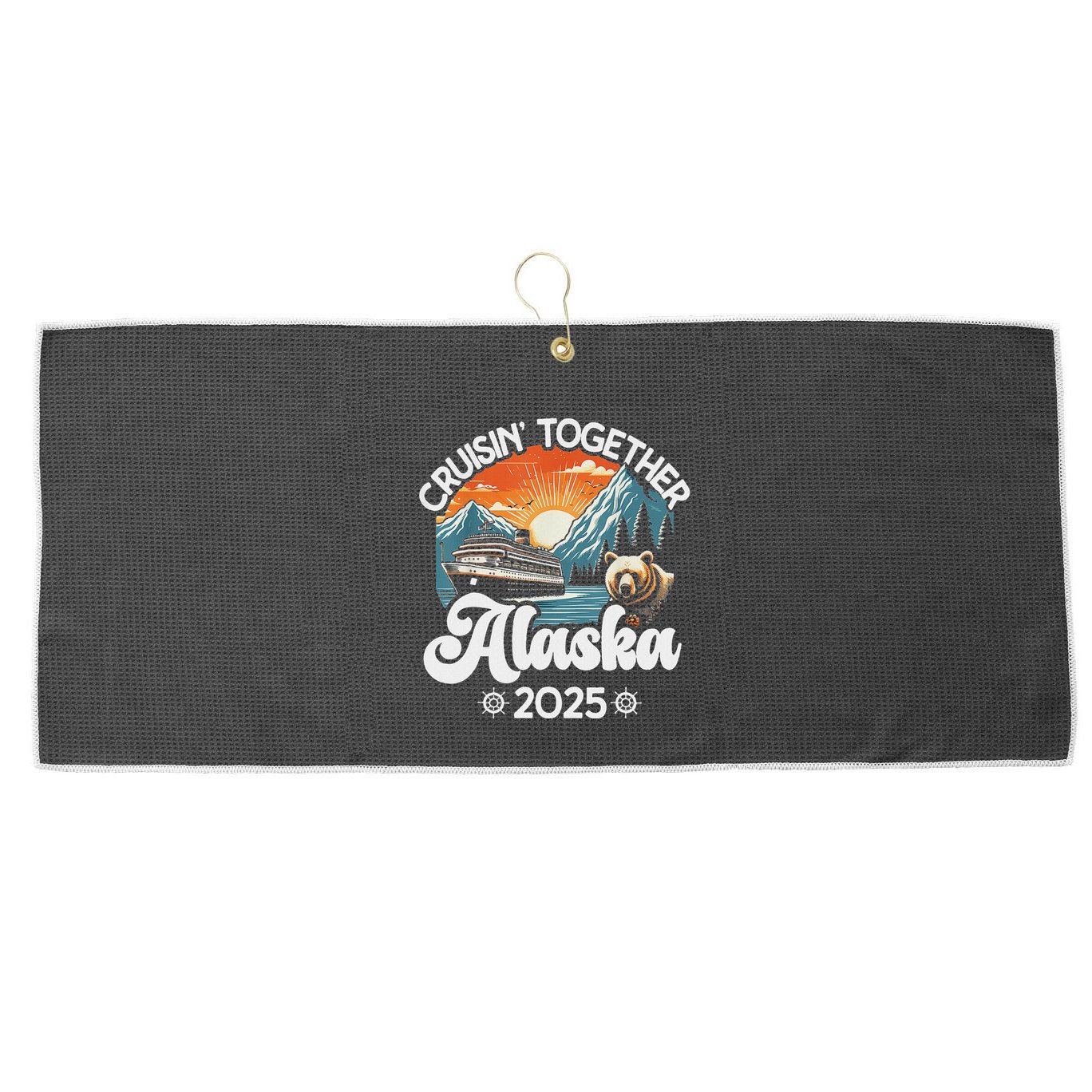 Cruisin Together Alaska 2025 Family Large Microfiber Waffle Golf Towel
