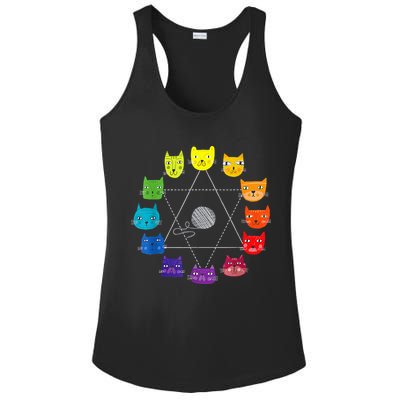 Cat Themed Artist Color Wheel Educational Ladies PosiCharge Competitor Racerback Tank