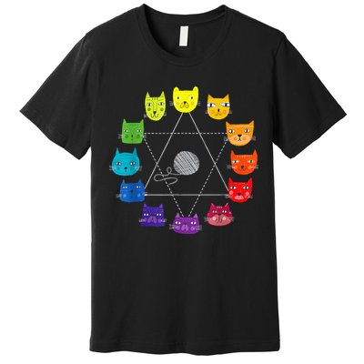 Cat Themed Artist Color Wheel Educational Premium T-Shirt