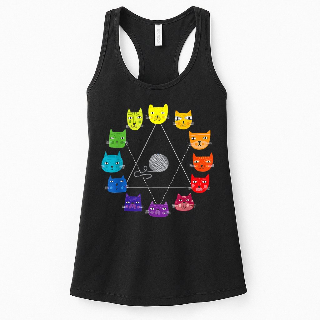 Cat Themed Artist Color Wheel Educational Womens Tank Top