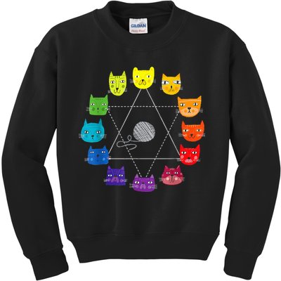 Cat Themed Artist Color Wheel Educational Kids Sweatshirt