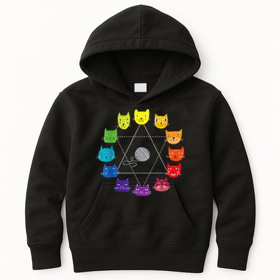 Cat Themed Artist Color Wheel Educational Kids Hoodie