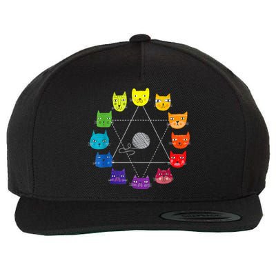 Cat Themed Artist Color Wheel Educational Wool Snapback Cap