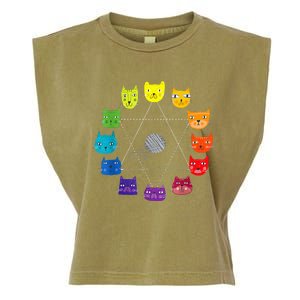 Cat Themed Artist Color Wheel Educational Garment-Dyed Women's Muscle Tee