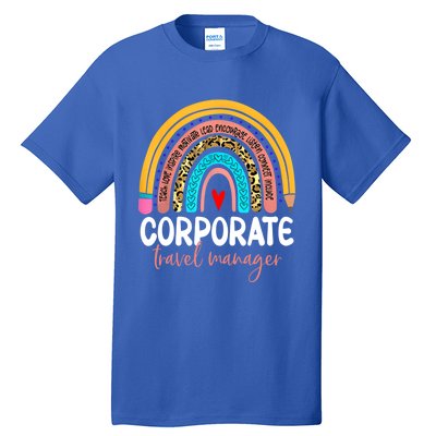 Corporate Travel Ager Rainbow Leopard Travel And Tourism Gift Tall T-Shirt