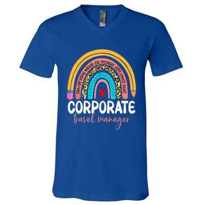 Corporate Travel Ager Rainbow Leopard Travel And Tourism Gift V-Neck T-Shirt