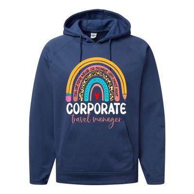 Corporate Travel Ager Rainbow Leopard Travel And Tourism Gift Performance Fleece Hoodie