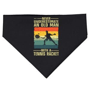 Cool Tennis Art For Grandpa Tennis Player Racket Sport USA-Made Doggie Bandana