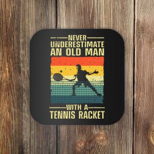 Cool Tennis Art For Grandpa Tennis Player Racket Sport Coaster