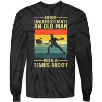 Cool Tennis Art For Grandpa Tennis Player Racket Sport Tie-Dye Long Sleeve Shirt