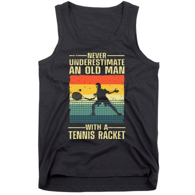 Cool Tennis Art For Grandpa Tennis Player Racket Sport Tank Top