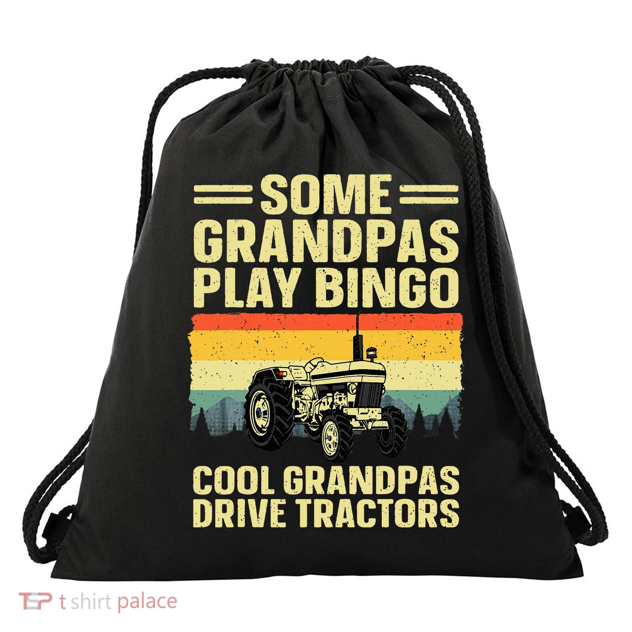Cool Tractor Art For Grandpa Farming Farmer Farm Tractor Drawstring Bag