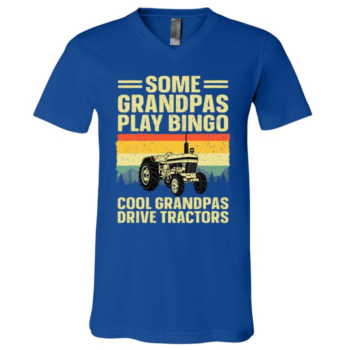 Cool Tractor Art For Grandpa Farming Farmer Farm Tractor V-Neck T-Shirt