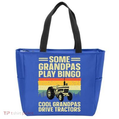 Cool Tractor Art For Grandpa Farming Farmer Farm Tractor Zip Tote Bag