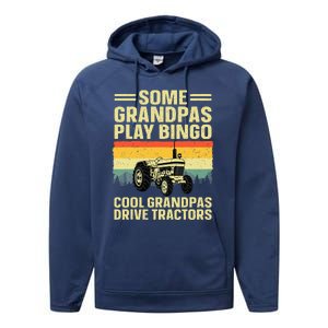 Cool Tractor Art For Grandpa Farming Farmer Farm Tractor Performance Fleece Hoodie