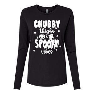 Chubby Thighs And Spooky Vibes Cute Halloween Womens Cotton Relaxed Long Sleeve T-Shirt