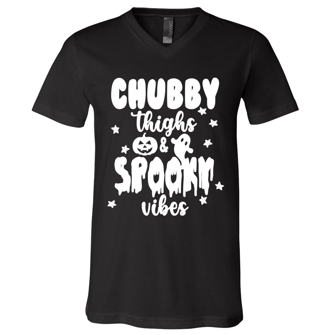 Chubby Thighs And Spooky Vibes Cute Halloween V-Neck T-Shirt