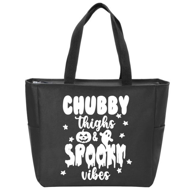 Chubby Thighs And Spooky Vibes Cute Halloween Zip Tote Bag