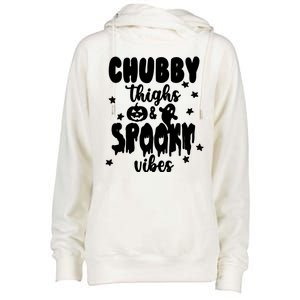 Chubby Thighs And Spooky Vibes Cute Halloween Womens Funnel Neck Pullover Hood