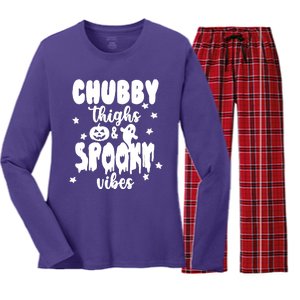 Chubby Thighs And Spooky Vibes Cute Halloween Women's Long Sleeve Flannel Pajama Set 