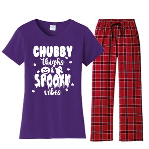 Chubby Thighs And Spooky Vibes Cute Halloween Women's Flannel Pajama Set