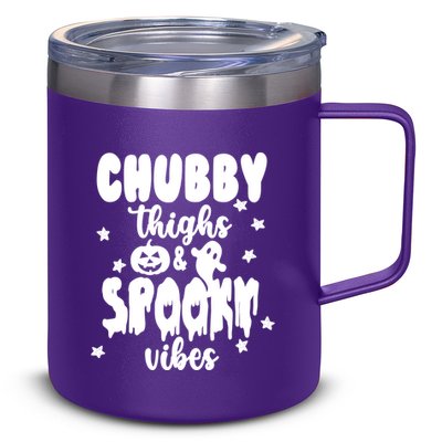 Chubby Thighs And Spooky Vibes Cute Halloween 12oz Stainless Steel Coffee Mug
