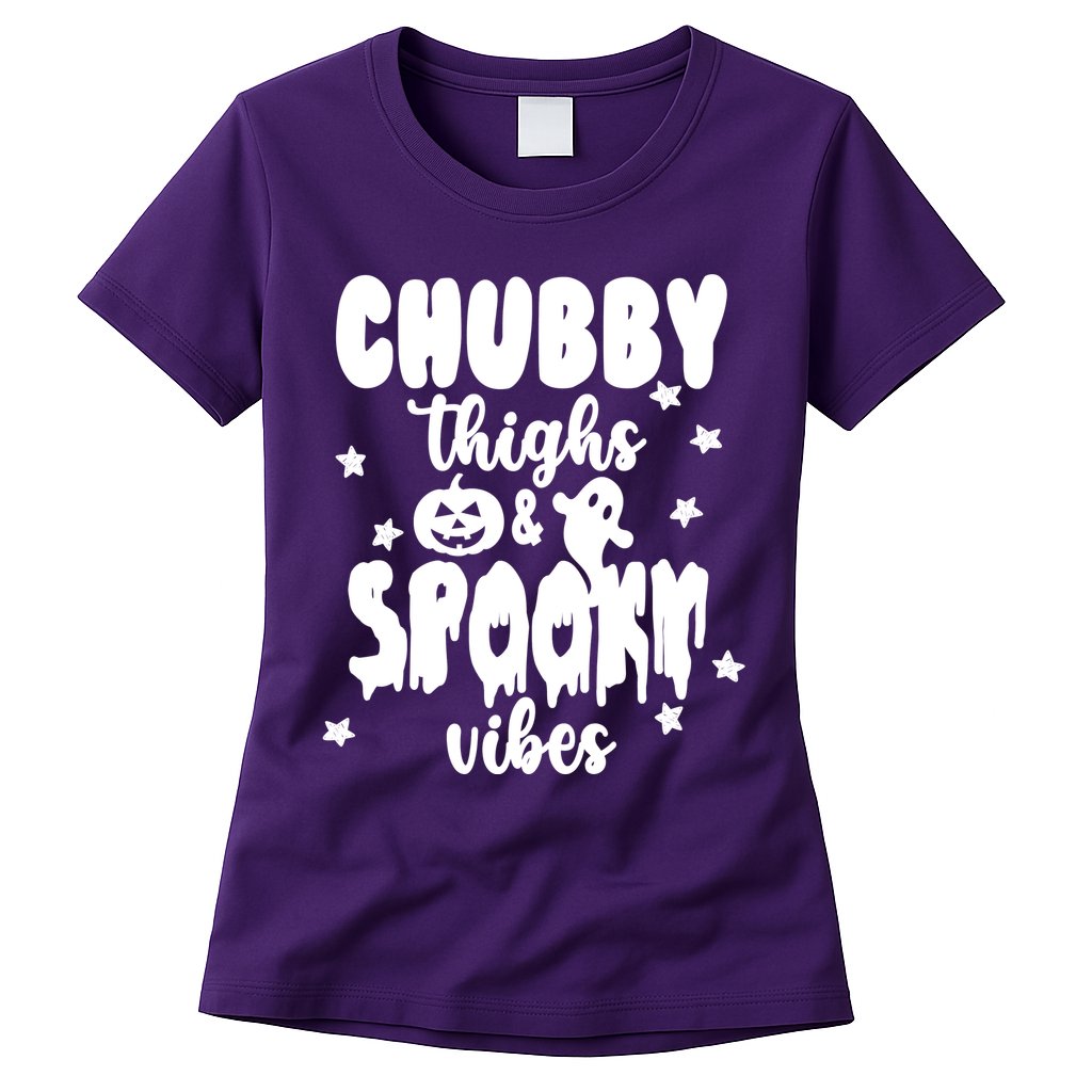 Chubby Thighs And Spooky Vibes Cute Halloween Womens T-Shirt