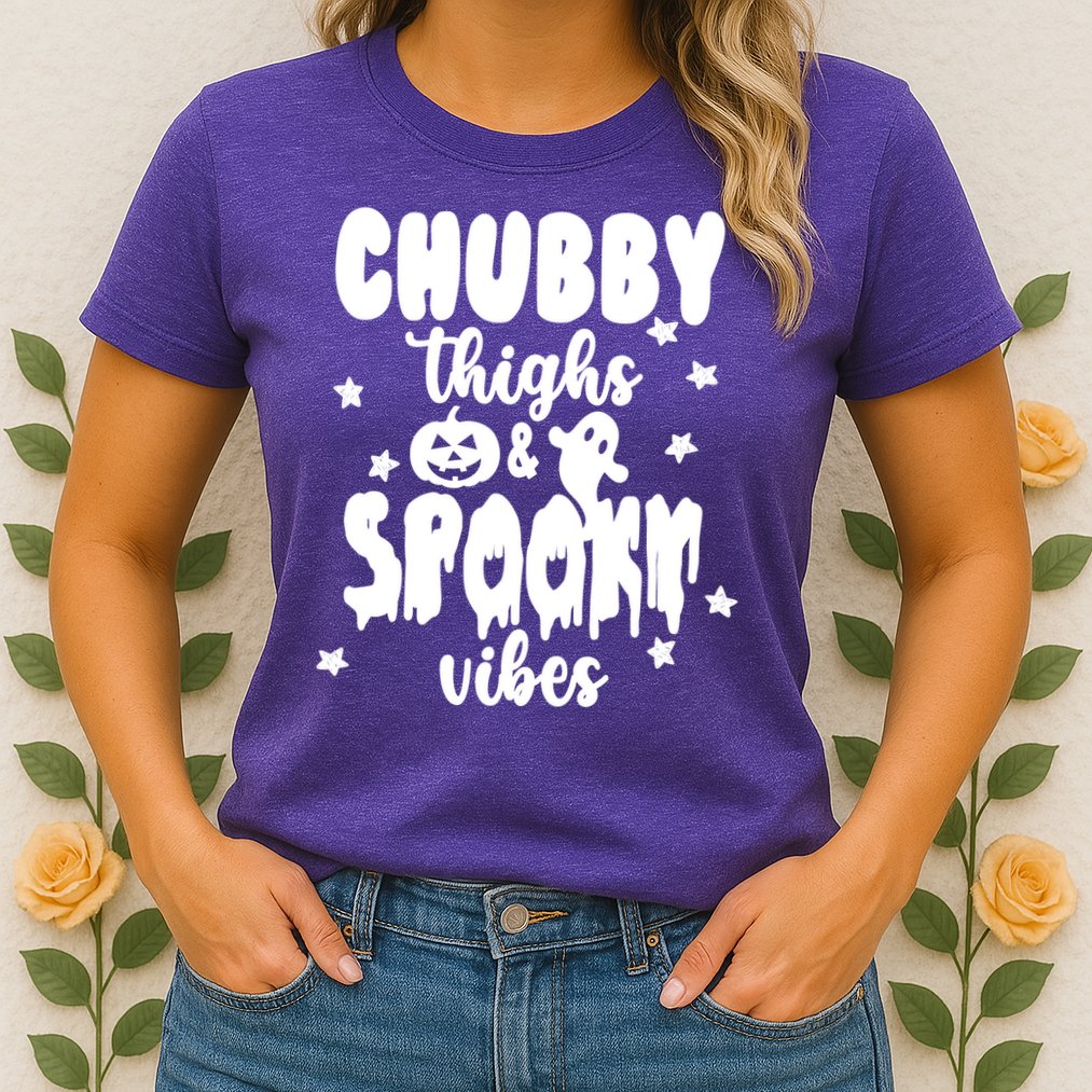 Chubby Thighs And Spooky Vibes Cute Halloween Womens T-Shirt