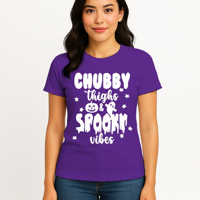 Chubby Thighs And Spooky Vibes Cute Halloween Womens T-Shirt