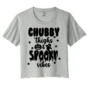 Chubby Thighs And Spooky Vibes Cute Halloween Women's Crop Top Tee