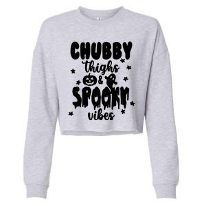 Chubby Thighs And Spooky Vibes Cute Halloween Cropped Pullover Crew