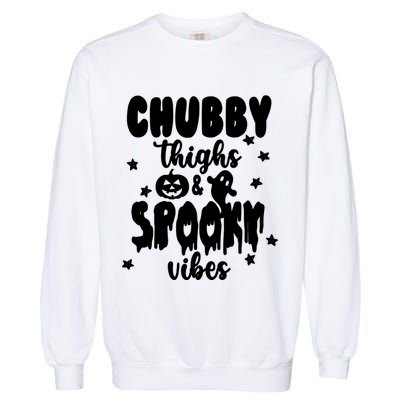 Chubby Thighs And Spooky Vibes Cute Halloween Garment-Dyed Sweatshirt