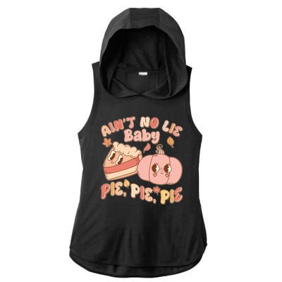 Cute Thanksgiving Aint No Lie Baby Pie Pie Pie Retro Cartoon Pumpkin Pie Ladies PosiCharge Tri-Blend Wicking Draft Hoodie Tank