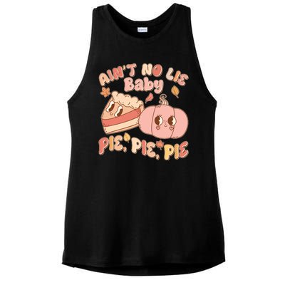 Cute Thanksgiving Aint No Lie Baby Pie Pie Pie Retro Cartoon Pumpkin Pie Ladies PosiCharge Tri-Blend Wicking Tank