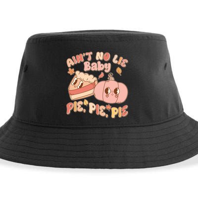 Cute Thanksgiving Aint No Lie Baby Pie Pie Pie Retro Cartoon Pumpkin Pie Sustainable Bucket Hat