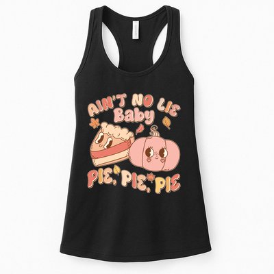 Cute Thanksgiving Aint No Lie Baby Pie Pie Pie Retro Cartoon Pumpkin Pie Womens Tank Top