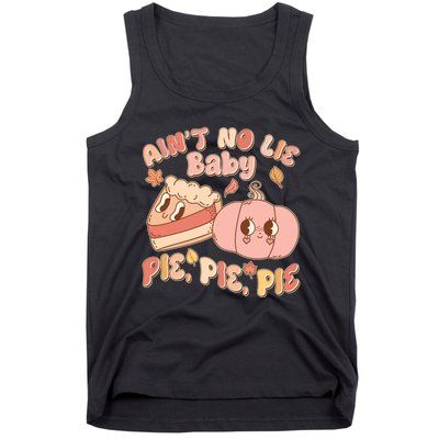 Cute Thanksgiving Aint No Lie Baby Pie Pie Pie Retro Cartoon Pumpkin Pie Tank Top