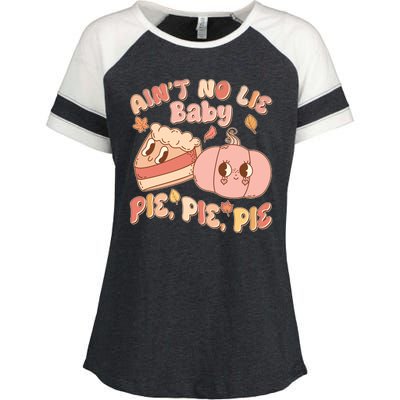 Cute Thanksgiving Aint No Lie Baby Pie Pie Pie Retro Cartoon Pumpkin Pie Enza Ladies Jersey Colorblock Tee