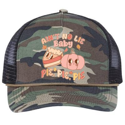 Cute Thanksgiving Aint No Lie Baby Pie Pie Pie Retro Cartoon Pumpkin Pie Retro Rope Trucker Hat Cap