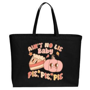 Cute Thanksgiving Aint No Lie Baby Pie Pie Pie Retro Cartoon Pumpkin Pie Cotton Canvas Jumbo Tote