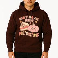 Cute Thanksgiving Aint No Lie Baby Pie Pie Pie Retro Cartoon Pumpkin Pie Hoodie