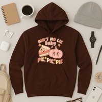 Cute Thanksgiving Aint No Lie Baby Pie Pie Pie Retro Cartoon Pumpkin Pie Hoodie