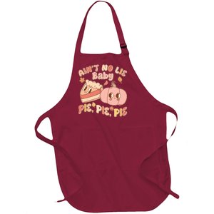 Cute Thanksgiving Aint No Lie Baby Pie Pie Pie Retro Cartoon Pumpkin Pie Full-Length Apron With Pockets